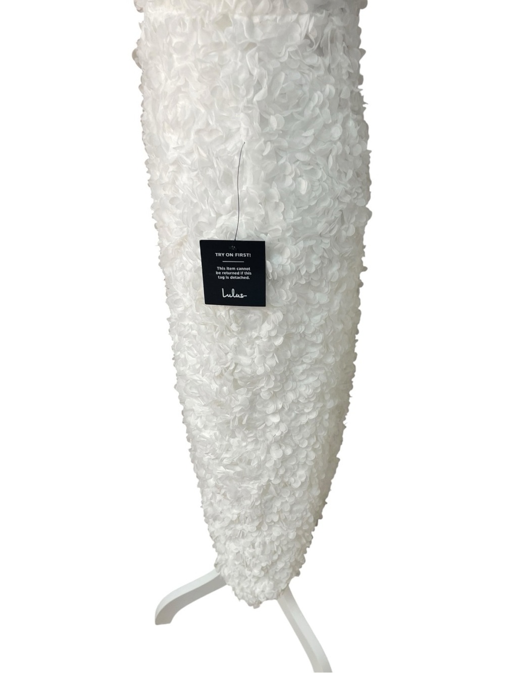 Lulus Gorgeous Mentality 3D Floral Strapless Midi Dress White - Picture 6 of 16
